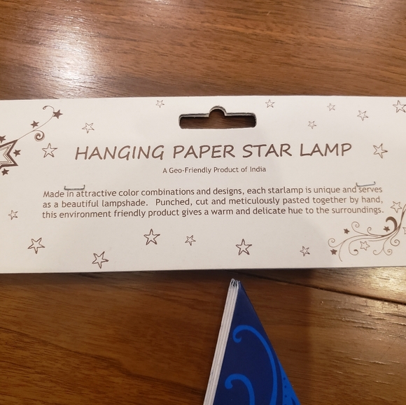 Hanging Paper Star Lantern - blue & yellow - Picture 3 of 11